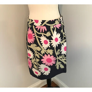 Marimekko for Anthropologie Navy Blue Daisy Print A-Line Skirt - Size 4